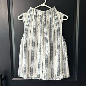 THML Sleeveless Halter Top Blue White Striped Boho Print Light and Flowy Size L